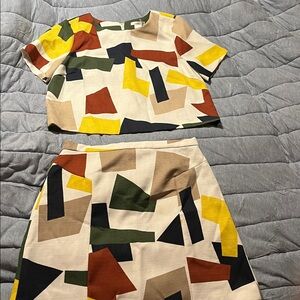 Esley Geometric Print Skirt Set